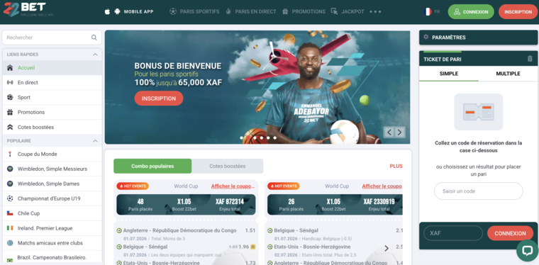 22bet Ireland, sports betting homepage